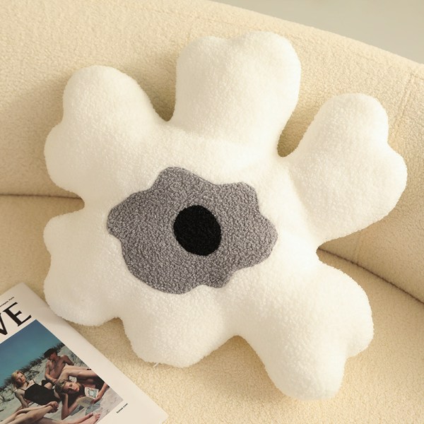 Klempute Blomstformet svampfyll myk tykk dekorativ putepute for sofa Hvit grå