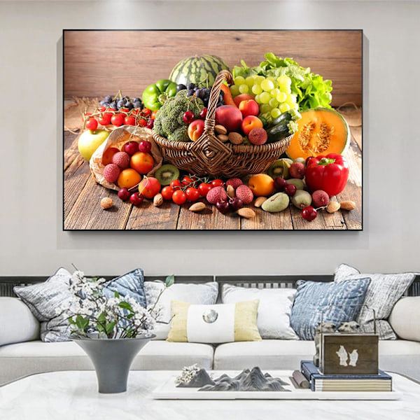 Fine Fruit Vegetable Cooking Supplie HD-plakater og trykk Moderne lerretmaleri Kunst veggmaleri Bilder for spisestue stue kjøkken dekorasjon White 30x40cm No Frame