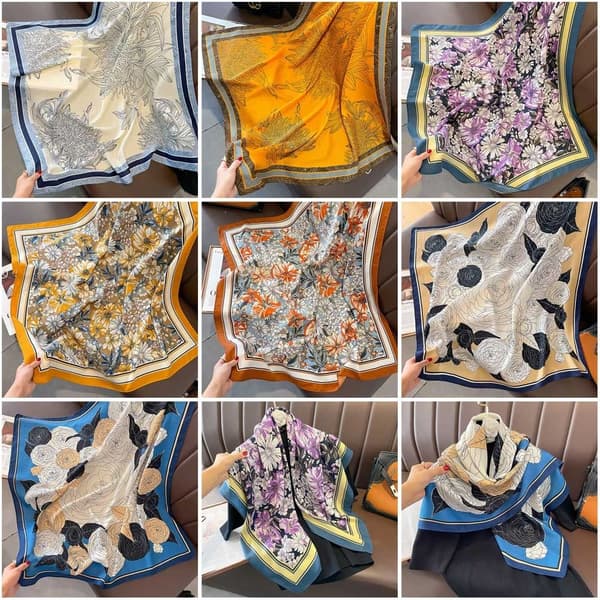 90x90cm Silkesjal Strandskjerf 3 3