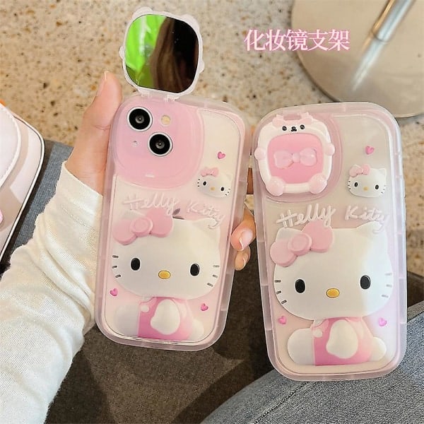 Sanrios Kawaii 3D Hello Kittys iPhone12 11promax Sött tecknat telefonfodral iPhone13 telefonfodral Sminkspegel Födelsedagspresent XsMax.pa
