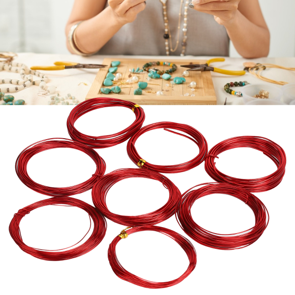 8 ruller 0,6?3 mm gør-det-selv-smykker Perletråd Aluminiumshåndværkstråd til smykkefremstilling rød