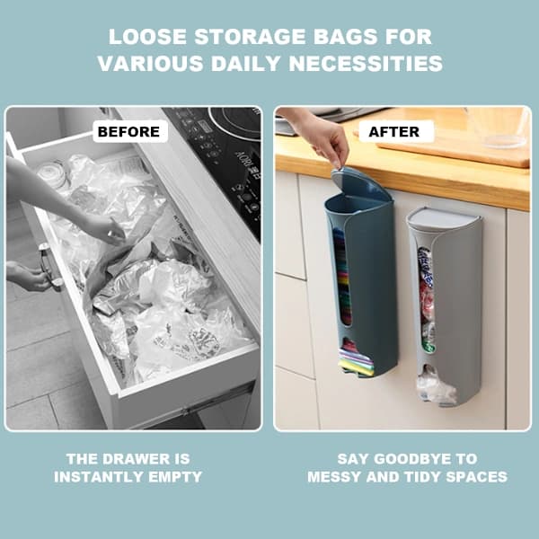 Plastposeholder for handleposer, plastposedispenser, kjøkkenorganisator, enkel veggmontering