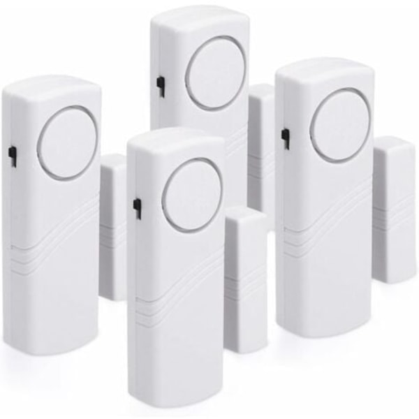 Dörr- och fönsterlarm - 4-pack trådlöst inbrottslarm - Hemsäkerhet mot inbrott - Magnetisk funktion - 100 dB--.pa