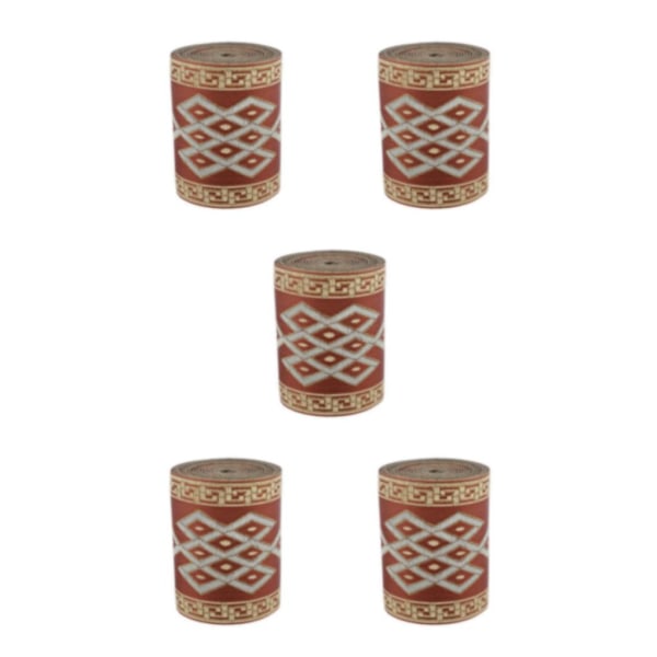 1/2/3/5 5 meter/ 5,5 Yds Jacquard Kantband Bred Vävd Kantband Röd Brun 8cm x 5M Red Brown 8cm x 5M 5Set