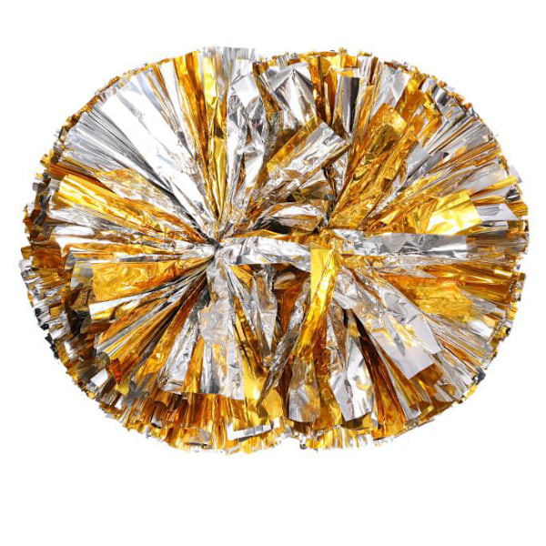 2 kpl Metallinhohtoisia Pom Pomeja Cheerleadingiin gold silver