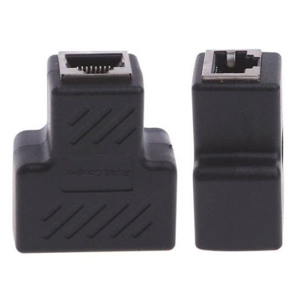 Op til 2-vejs LAN-netværkskabel Ethernet hun splitter adapter stik sort