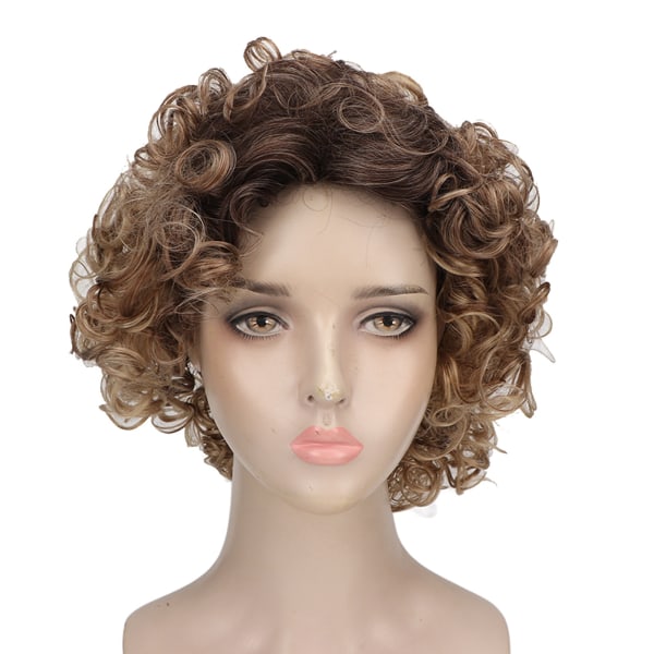 Parykker med kort krøll for kvinner Justerbare høytemperatur syntetiske hår Parykker med kort hår for kvinner til daglig bruk