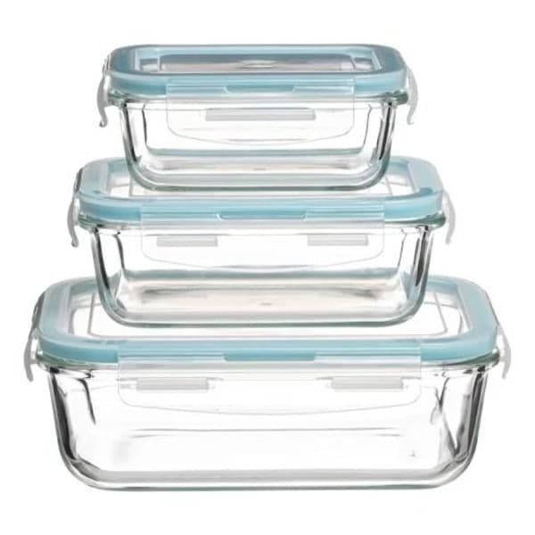3x Glasmatlådor - Ugnsfasta Blå
