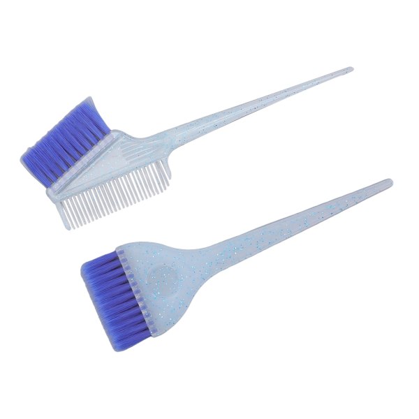2 stk myk nylon hårfremhevingsbørsteapplikator Dobbeltsidig hårfargebørstekam med glitterhåndtak Blå