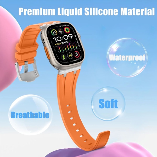 Yhteensopiva Apple Watch Ultra -rannekellojen kanssa 38 mm 40 mm 41 mm, Uiva silikoninen ranneke ruostumattomasta teräksestä valmistetulla adapterilla, suunniteltu Apple Watchille