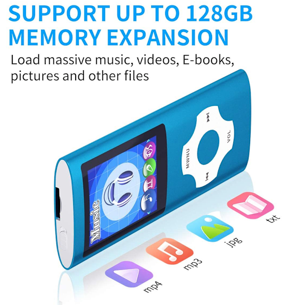 Paris MP3-soitin, musiikkisoitin 32 GB muistikortilla, kannettava