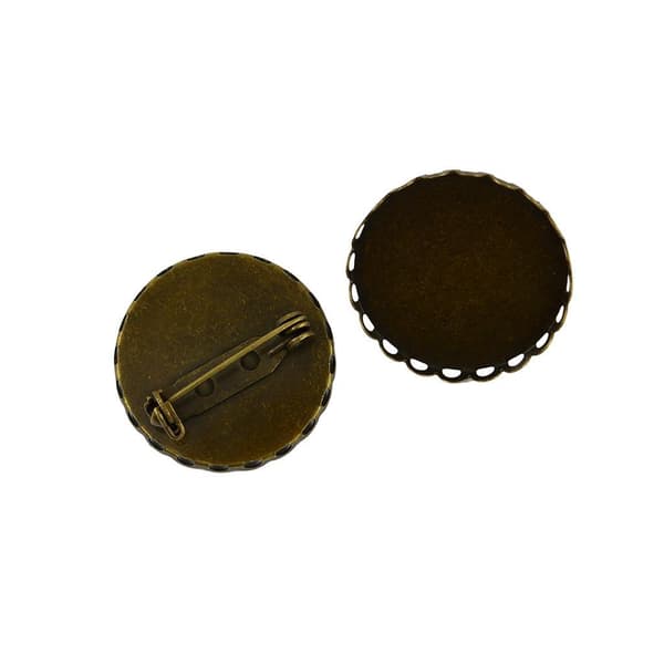 1/2 10 st Brosch Blank Knappnål Bas 25mm Rund Blomplatta