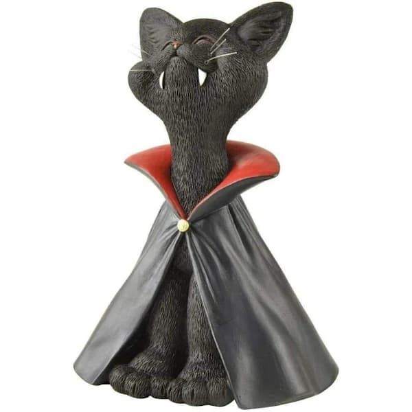 Smuk Sort Kat Vampyr Dracula Figur - Sødt Samlerobjekt - H
