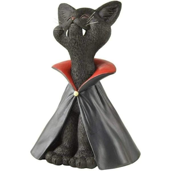 Vacker Svart Katt Vampyr Dracula Figur - Sött Samlarobjekt - H