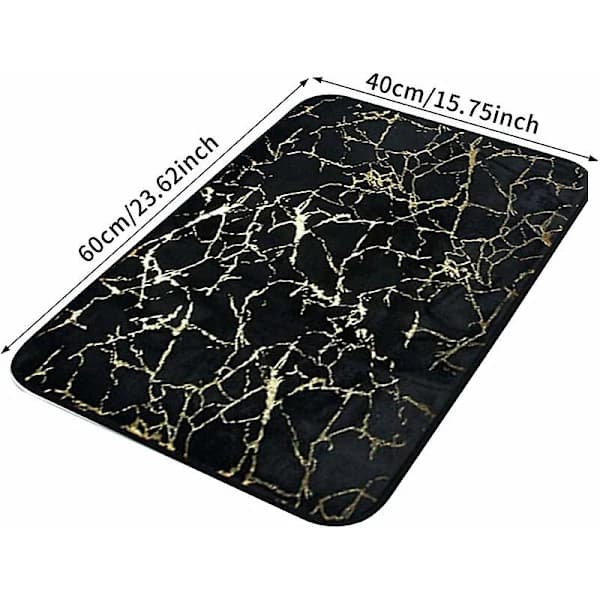 Winter Badrumsmatta med marmoreffekt, snabbtorkande, halkfri, rektangulär, polyester, för badrum, kök, sovrum, vit, storlek: 40 x 60 cm