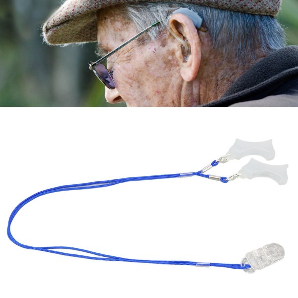 Høreapparat Clip Snor Forhindre tab Gennemsigtig Clip Blue Rope Høreapparat Snor til ældre børn Binaural