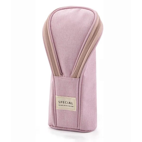Multifunctional Creative Three-Dimensional Solid Color Large Capacity Pencil Case (Pink)