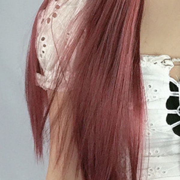 Pitkä suora peruukki tylppä otsatukka hiustenpidennys kemiallinen kuitu värjättävä naisten peruukki viininpunainen väri