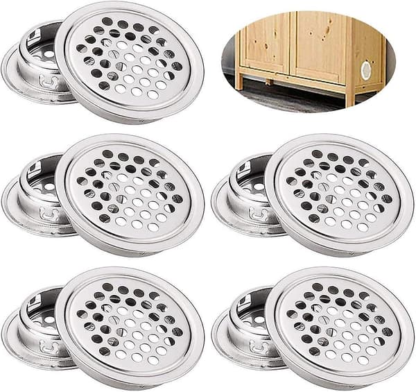 Ventilationsgitter 10 stk rustfrit stål luftventilationsgitter hul rustfrit stål rundt luftventilationsgitter til køkkenmøbler ventilationsudløb-4