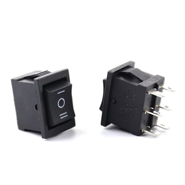 KCD2 Mini Sort 6PIN On/Off/On Vippekontakt Båd Vippekontakt Sort