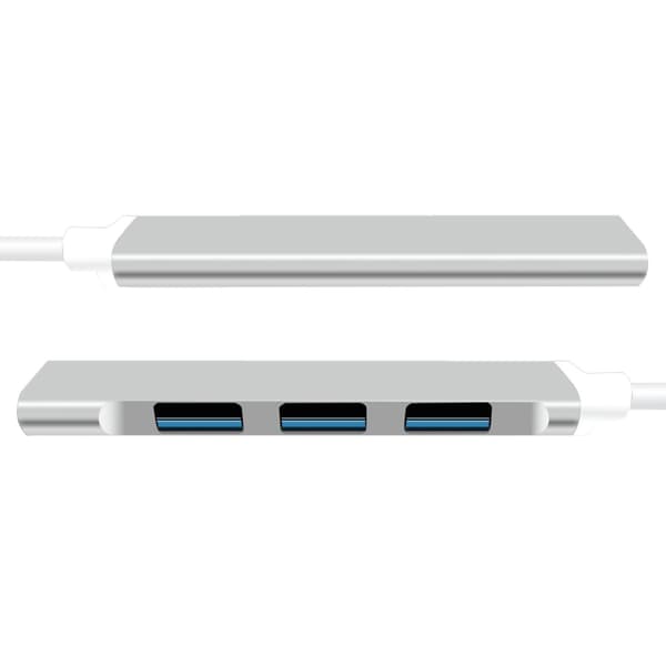 USB-C-keskitin 4 portilla - Hopea