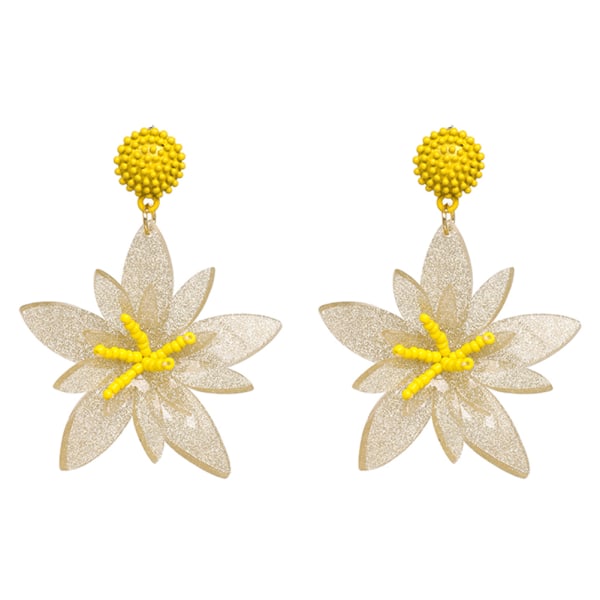 1 par delikate øredobber Dame Dame Fasjonable Flower Ear Stud Gift (gul)