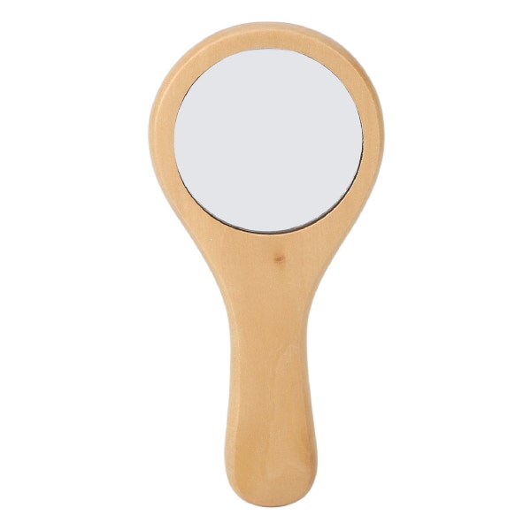 Handhållen trä smink rund spegel Bärbara trähandtag kosmetiska speglar för hemresor