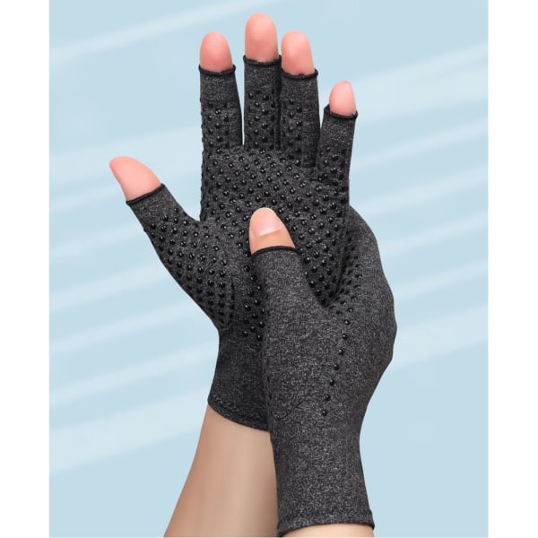 Sport Half Finger Handskar Anti Halk Andas Bekvämt stickat tyg Artrit Kompressionshandskar Heather Grey S