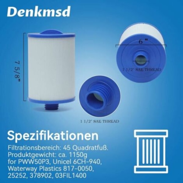 2 kpl suodattimia kylpytynnyriin, Unicel 6CH-940 PWW50P3 -malliin Waterway Front Access -järjestelmään ja FC-0359--.pa -malliin
