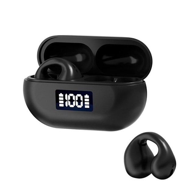 Älykkäät langattomat Bluetooth-kuulokkeet avoimella melunvaimennuksella, langattomalla latauskotelolla ja digitaalisella näytöllä, urheilu-Bluetooth-kuulokkeet (musta)