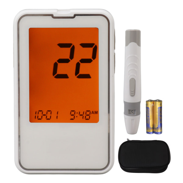 Blodsockermonitorsats Automatisk returremsa 600MAH LCD-skärm Blodsockertestare med blodprovstagare 448 uppsättningar minnesvärden