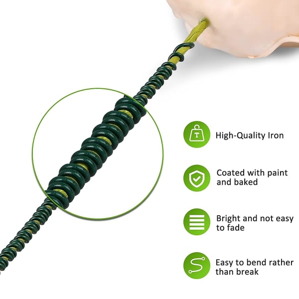 3-pack blomtråd, 118 jaardia 22 gauge grön floristtråd, flexibel grön tråd