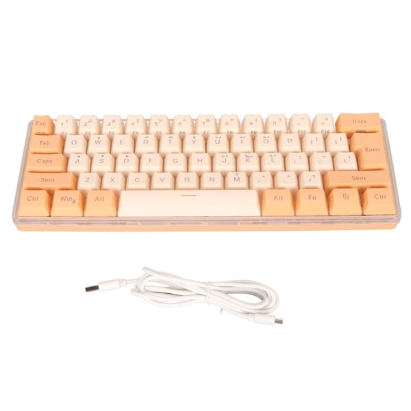 60 % trådanslutet speltangentbord RGB-minitangentbord imiterad mekanisk teknik Kompakt tangentbord med 61 nycklar för spelskrivare Orange Gul