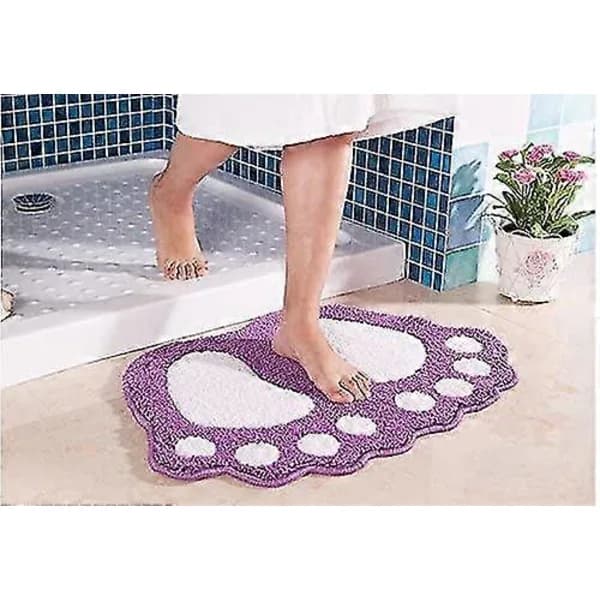 Skridsikker Absorberende Badeværelsesmåtte, Stort Fødder Design, Polyester, Lilla, 48 X 67 Cm