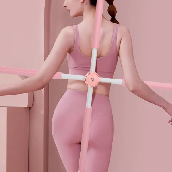 Yogapinnar Stretching Tool Puckelback Corrector Sticks Infällbar rygghållningskorrigeringsstav för vuxet barn Rosa