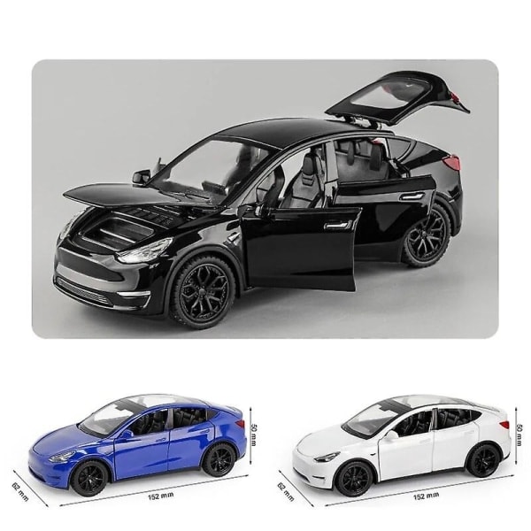 1/32 Tesla Model Y SUV Leksaksbil Modell, Diecast Metall Legering Ljud & Ljus Pull Back 1:32 Samling Present, För Pojke Barn Vit