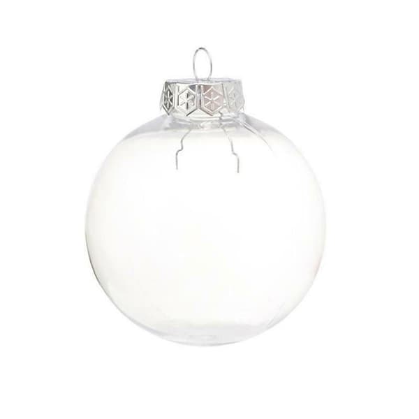 10 st Runda Transparenta Plastkulor Julgranspynt silver silver 10PCS