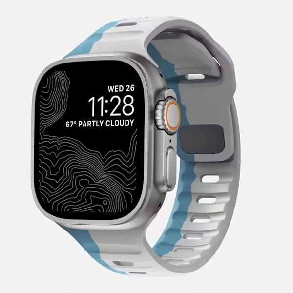 Silikonrem for Apple Watch Band 49mm 44mm 45mm 40mm 41mm 42mm 38mm Ultra 2 Sport Rem Armbånd iwatch Series 9 8 7 6 5 s blue gray