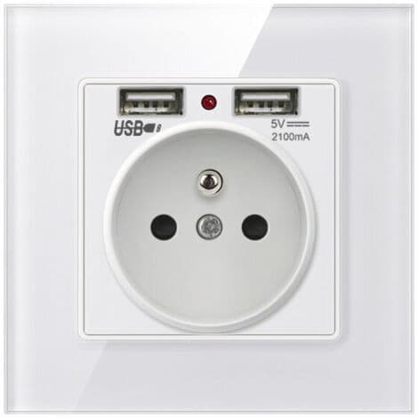 Stikkontakt med dobbelt USB-oplader – kompatibel med iPhone/Android – 1 stk.pa