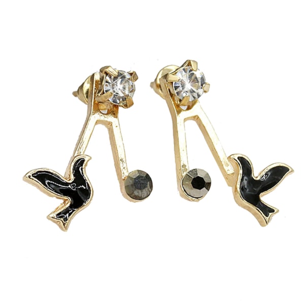 Udsøgte kvinder mode legering fuglestuds øreringe smykker gave (sort)