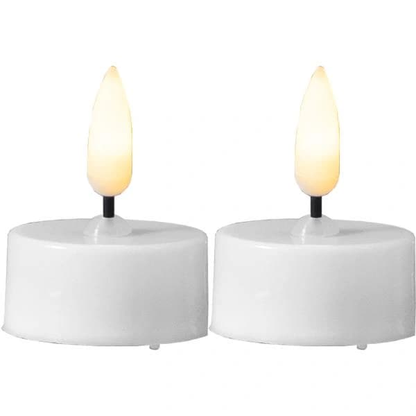 Telys 2-pakning LED med timer, hvit Vit white
