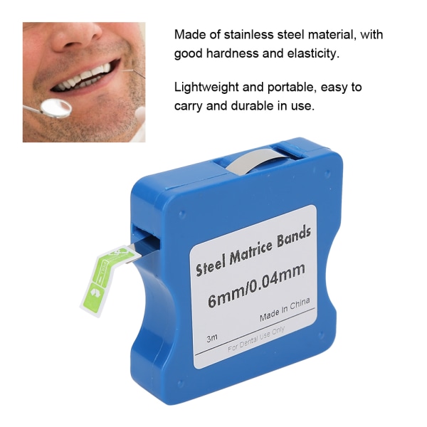 5mm/6mm/7mm rustfritt stål matrisebånd Strips Roll Dental Department Tools6mm