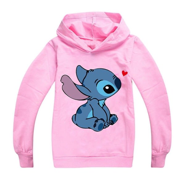 Disney Lilo And Stitch Huvtröja för barn, Unisex print huvtröjor för 7-14 år, långärmade tröjor för pojkar och flickor Pink 7-8 Years