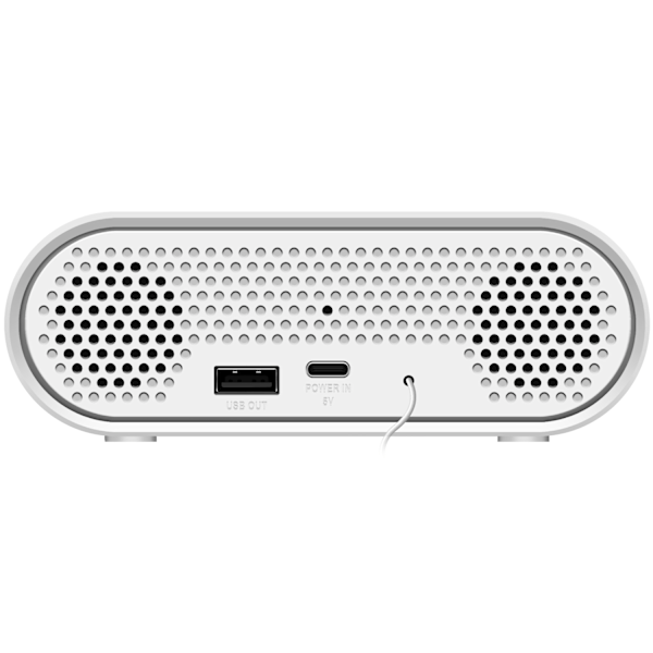 Klokkeradio Temp/Luftfuktighet USB-C/Batteridrift Hvit