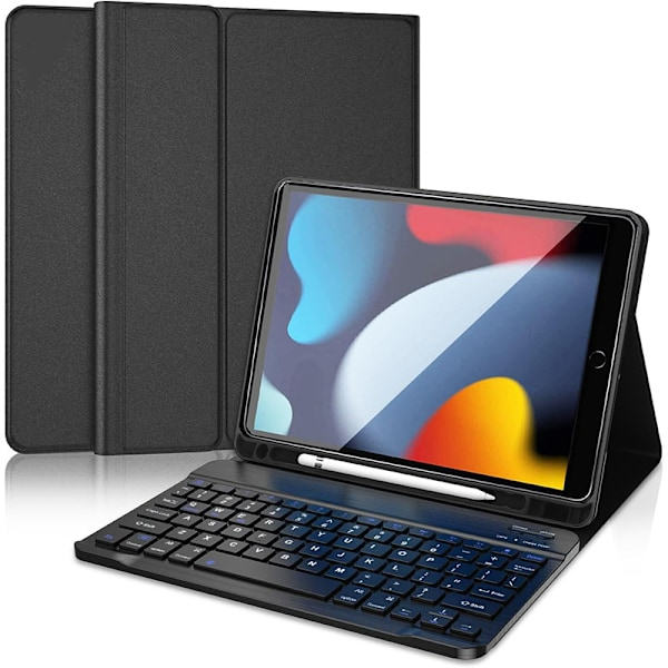Näppäimistö iPad 9. sukupolvelle 2021 / iPad 8. 2020 / iPad 7. 2019 10,2 tuumaa - Langaton Bluetooth AZERTY-näppäimistö, pehmeä takakuori