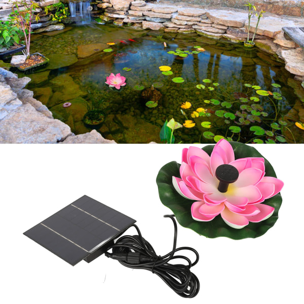 Lotus Flower Solar Vannpumpe Landskapsarbeid Flytende Solar Fuglebad Fontene for Fiskedammen Hage Patio Akvarium 1,4W