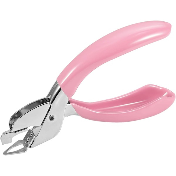 Hæfteklammerfjerner, kraftig hæfteklammerudtrækker, hæfteklammerfjerner til hjem, skole og kontor med skridsikkert håndtag (pink)
