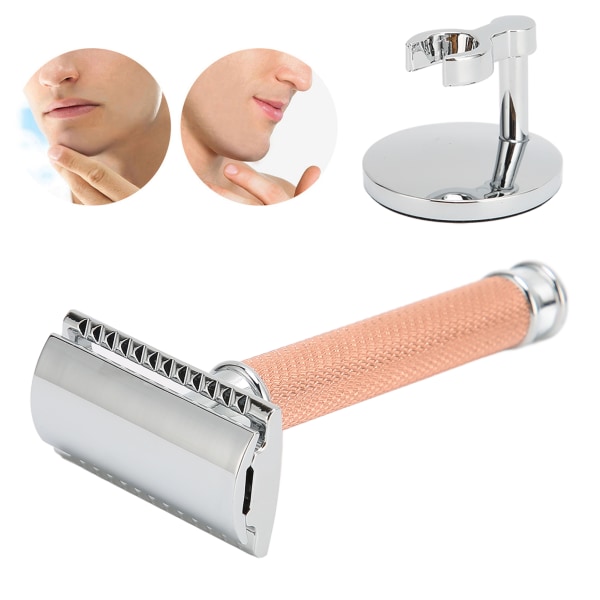 Mænds skæg barberhåndtag dobbeltkantet sikkerhedsmanuel barbering barberhåndtag med base (uden klinge)