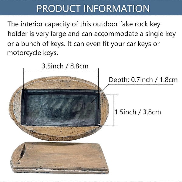 Rock Hidden Key Box för utomhusbruk - Säker reservnyckelgömma i harts för trädgård eller gård (Sten och.pa