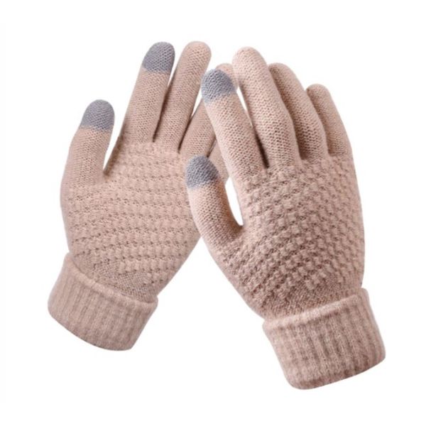 Strikkede handsker - touchscreen - one size - varm vinterfavorit - Beige
